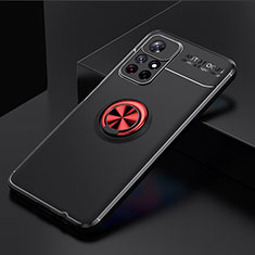 Funda Silicona Carcasa Ultrafina Goma con Magnetico Anillo de dedo Soporte SD2 para Xiaomi Redmi Note 11 5G Rojo y Negro