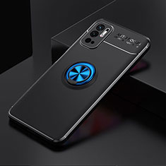 Funda Silicona Carcasa Ultrafina Goma con Magnetico Anillo de dedo Soporte SD2 para Xiaomi Redmi Note 11 SE 5G Azul y Negro