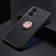 Funda Silicona Carcasa Ultrafina Goma con Magnetico Anillo de dedo Soporte SD2 para Xiaomi Redmi Note 11R 5G Oro y Negro