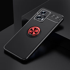 Funda Silicona Carcasa Ultrafina Goma con Magnetico Anillo de dedo Soporte SD2 para Xiaomi Redmi Note 11T Pro 5G Rojo y Negro