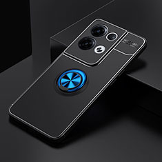 Funda Silicona Carcasa Ultrafina Goma con Magnetico Anillo de dedo Soporte SD2 para Xiaomi Redmi Note 13 5G Azul y Negro