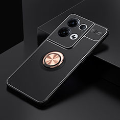 Funda Silicona Carcasa Ultrafina Goma con Magnetico Anillo de dedo Soporte SD2 para Xiaomi Redmi Note 13 5G Oro y Negro