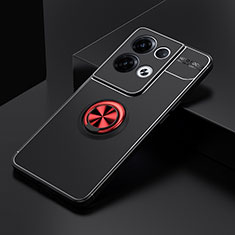 Funda Silicona Carcasa Ultrafina Goma con Magnetico Anillo de dedo Soporte SD2 para Xiaomi Redmi Note 13 5G Rojo y Negro