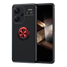 Funda Silicona Carcasa Ultrafina Goma con Magnetico Anillo de dedo Soporte SD2 para Xiaomi Redmi Note 13 Pro+ Plus 5G Rojo y Negro