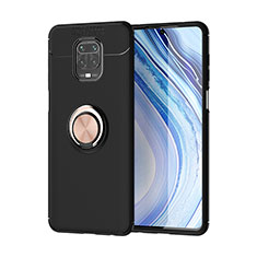 Funda Silicona Carcasa Ultrafina Goma con Magnetico Anillo de dedo Soporte SD2 para Xiaomi Redmi Note 9 Pro Oro y Negro