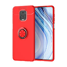 Funda Silicona Carcasa Ultrafina Goma con Magnetico Anillo de dedo Soporte SD2 para Xiaomi Redmi Note 9 Pro Rojo