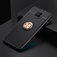 Funda Silicona Carcasa Ultrafina Goma con Magnetico Anillo de dedo Soporte SD2 para Xiaomi Redmi Note 9T 5G Oro y Negro