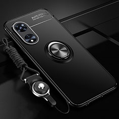 Funda Silicona Carcasa Ultrafina Goma con Magnetico Anillo de dedo Soporte SD3 para Huawei Honor X5 Plus Negro