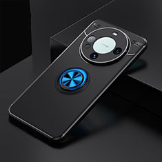 Funda Silicona Carcasa Ultrafina Goma con Magnetico Anillo de dedo Soporte SD3 para Huawei Mate 60 Azul y Negro