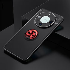Funda Silicona Carcasa Ultrafina Goma con Magnetico Anillo de dedo Soporte SD3 para Huawei Mate 60 Rojo y Negro