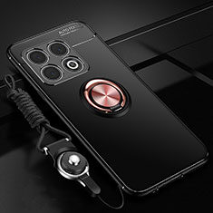 Funda Silicona Carcasa Ultrafina Goma con Magnetico Anillo de dedo Soporte SD3 para OnePlus 10 Pro 5G Oro y Negro