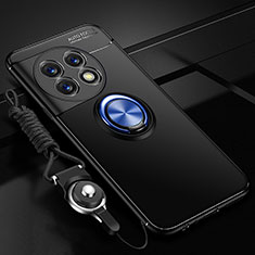 Funda Silicona Carcasa Ultrafina Goma con Magnetico Anillo de dedo Soporte SD3 para OnePlus 11R 5G Azul y Negro