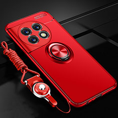 Funda Silicona Carcasa Ultrafina Goma con Magnetico Anillo de dedo Soporte SD3 para OnePlus 11R 5G Rojo
