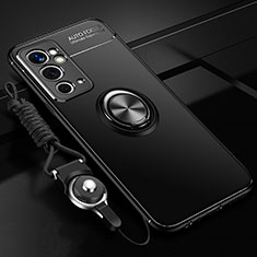 Funda Silicona Carcasa Ultrafina Goma con Magnetico Anillo de dedo Soporte SD3 para OnePlus 9RT 5G Negro
