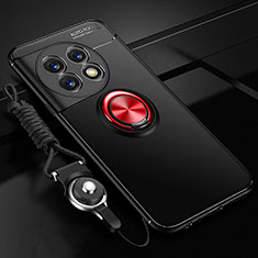 Funda Silicona Carcasa Ultrafina Goma con Magnetico Anillo de dedo Soporte SD3 para OnePlus Ace 2 Pro 5G Rojo y Negro