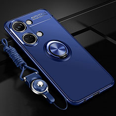 Funda Silicona Carcasa Ultrafina Goma con Magnetico Anillo de dedo Soporte SD3 para OnePlus Ace 2V 5G Azul