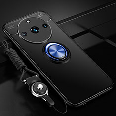 Funda Silicona Carcasa Ultrafina Goma con Magnetico Anillo de dedo Soporte SD3 para Realme 11 Pro 5G Azul y Negro
