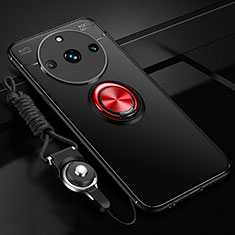 Funda Silicona Carcasa Ultrafina Goma con Magnetico Anillo de dedo Soporte SD3 para Realme 11 Pro 5G Rojo y Negro