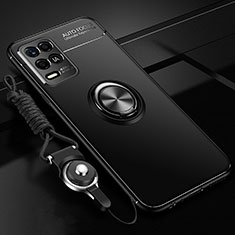 Funda Silicona Carcasa Ultrafina Goma con Magnetico Anillo de dedo Soporte SD3 para Realme 8s 5G Negro