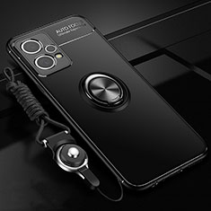 Funda Silicona Carcasa Ultrafina Goma con Magnetico Anillo de dedo Soporte SD3 para Realme 9 Pro 5G Negro