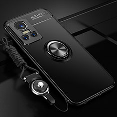 Funda Silicona Carcasa Ultrafina Goma con Magnetico Anillo de dedo Soporte SD3 para Realme GT Neo3 5G Negro
