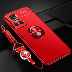Funda Silicona Carcasa Ultrafina Goma con Magnetico Anillo de dedo Soporte SD3 para Realme GT Neo3 5G Rojo