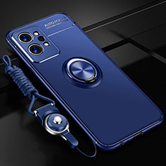 Funda Silicona Carcasa Ultrafina Goma con Magnetico Anillo de dedo Soporte SD3 para Realme GT2 Pro 5G Azul
