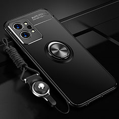 Funda Silicona Carcasa Ultrafina Goma con Magnetico Anillo de dedo Soporte SD3 para Realme GT2 Pro 5G Negro
