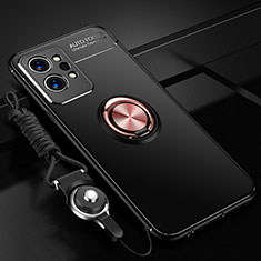 Funda Silicona Carcasa Ultrafina Goma con Magnetico Anillo de dedo Soporte SD3 para Realme GT2 Pro 5G Oro y Negro