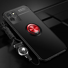 Funda Silicona Carcasa Ultrafina Goma con Magnetico Anillo de dedo Soporte SD3 para Realme V11 5G Rojo y Negro