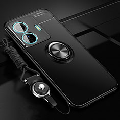 Funda Silicona Carcasa Ultrafina Goma con Magnetico Anillo de dedo Soporte SD3 para Vivo iQOO Z6 Pro 5G Negro