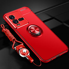 Funda Silicona Carcasa Ultrafina Goma con Magnetico Anillo de dedo Soporte SD3 para Vivo X80 Lite 5G Rojo