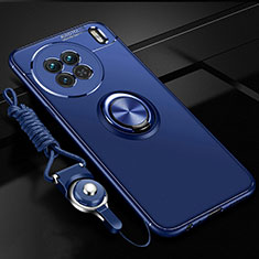Funda Silicona Carcasa Ultrafina Goma con Magnetico Anillo de dedo Soporte SD3 para Vivo X90 5G Azul