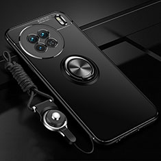 Funda Silicona Carcasa Ultrafina Goma con Magnetico Anillo de dedo Soporte SD3 para Vivo X90 5G Negro