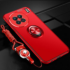 Funda Silicona Carcasa Ultrafina Goma con Magnetico Anillo de dedo Soporte SD3 para Vivo X90 5G Rojo