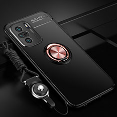 Funda Silicona Carcasa Ultrafina Goma con Magnetico Anillo de dedo Soporte SD3 para Xiaomi Mi 11i 5G Oro y Negro