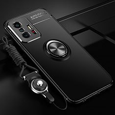 Funda Silicona Carcasa Ultrafina Goma con Magnetico Anillo de dedo Soporte SD3 para Xiaomi Mi 11T Pro 5G Negro