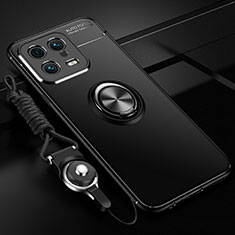 Funda Silicona Carcasa Ultrafina Goma con Magnetico Anillo de dedo Soporte SD3 para Xiaomi Mi 13 5G Negro