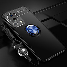 Funda Silicona Carcasa Ultrafina Goma con Magnetico Anillo de dedo Soporte SD3 para Xiaomi Mi 13 Lite 5G Azul y Negro