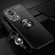 Funda Silicona Carcasa Ultrafina Goma con Magnetico Anillo de dedo Soporte SD3 para Xiaomi Mi 13 Lite 5G Negro
