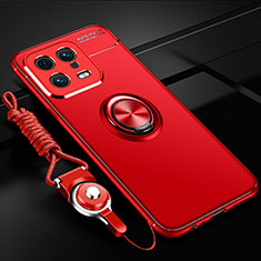Funda Silicona Carcasa Ultrafina Goma con Magnetico Anillo de dedo Soporte SD3 para Xiaomi Mi 13 Pro 5G Rojo