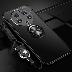 Funda Silicona Carcasa Ultrafina Goma con Magnetico Anillo de dedo Soporte SD3 para Xiaomi Mi 13 Ultra 5G Negro