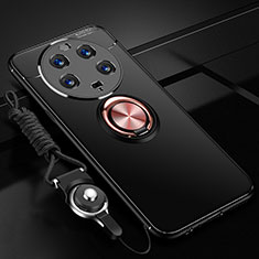 Funda Silicona Carcasa Ultrafina Goma con Magnetico Anillo de dedo Soporte SD3 para Xiaomi Mi 13 Ultra 5G Oro y Negro
