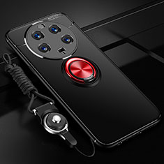 Funda Silicona Carcasa Ultrafina Goma con Magnetico Anillo de dedo Soporte SD3 para Xiaomi Mi 13 Ultra 5G Rojo y Negro
