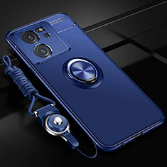 Funda Silicona Carcasa Ultrafina Goma con Magnetico Anillo de dedo Soporte SD3 para Xiaomi Mi 13T 5G Azul