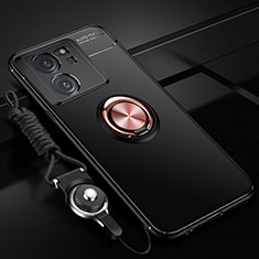 Funda Silicona Carcasa Ultrafina Goma con Magnetico Anillo de dedo Soporte SD3 para Xiaomi Mi 13T 5G Oro y Negro