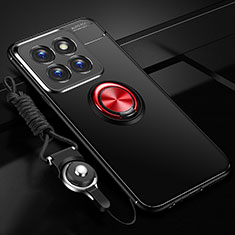 Funda Silicona Carcasa Ultrafina Goma con Magnetico Anillo de dedo Soporte SD3 para Xiaomi Mi 14 5G Rojo y Negro