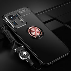 Funda Silicona Carcasa Ultrafina Goma con Magnetico Anillo de dedo Soporte SD3 para Xiaomi Mi Mix 4 5G Oro y Negro