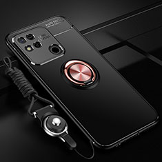 Funda Silicona Carcasa Ultrafina Goma con Magnetico Anillo de dedo Soporte SD3 para Xiaomi POCO C31 Oro y Negro