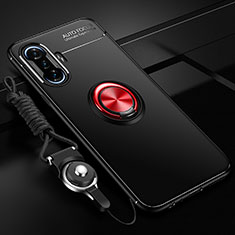 Funda Silicona Carcasa Ultrafina Goma con Magnetico Anillo de dedo Soporte SD3 para Xiaomi Poco F3 GT 5G Rojo y Negro
